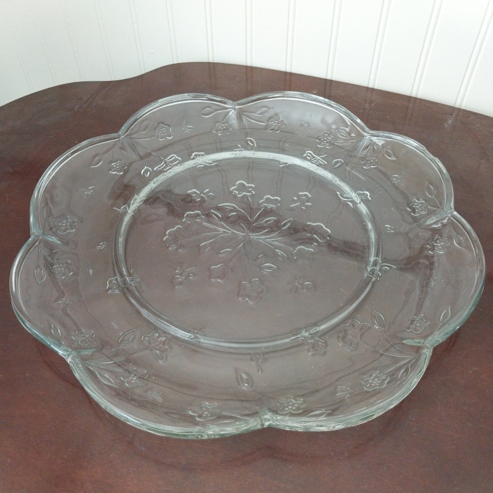 Vintage Anchor Hocking Savannah Cheese and Cracker Plate Floral Serving Platter - Picture 2 of 13